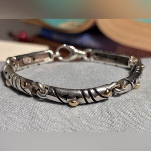 Vintage John Atencio Sterling Silver & 18K 7” Nova Bracelet